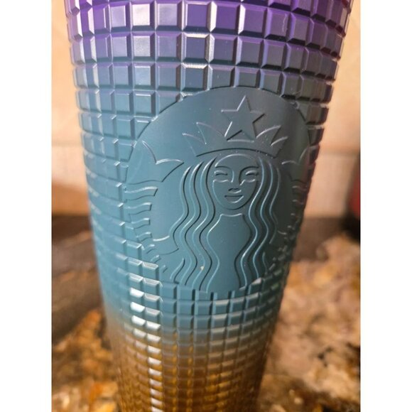 Starbucks Gradient Ombre Rainbow Purple Teal Yellow Tumbler 2024 Straw 24 oz NEW - Picture 4 of 4